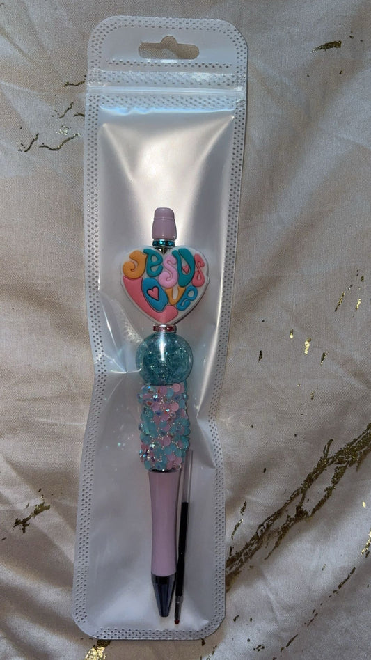 Jesus Love Cotton Candy Beaded Pen