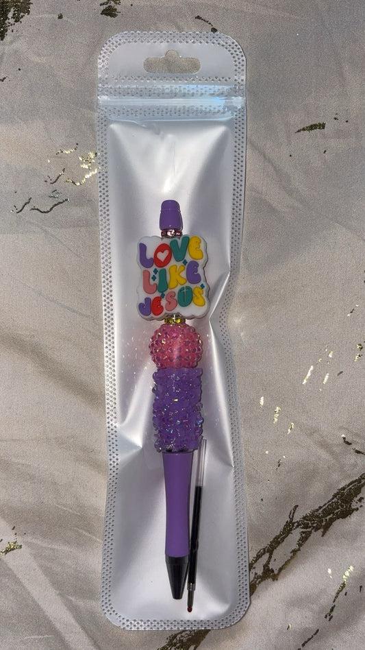 Love Like Jesus Purple Beaded Pen