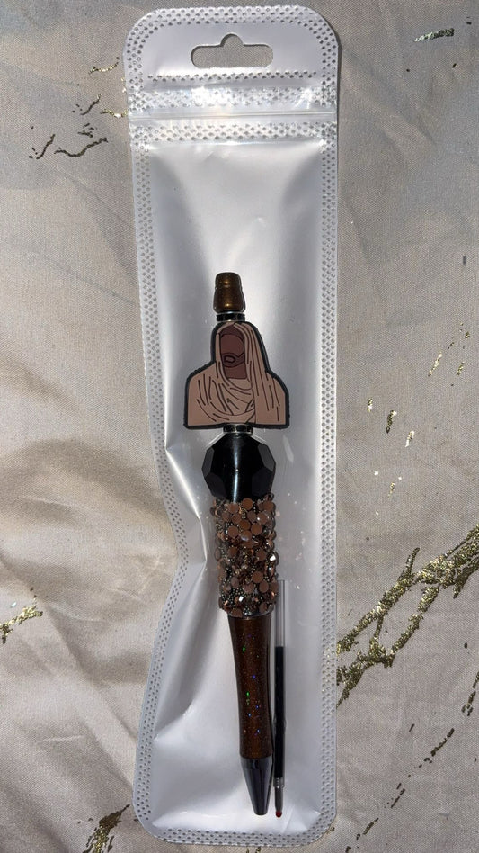 Jesus Focal Brown Beaded Pen