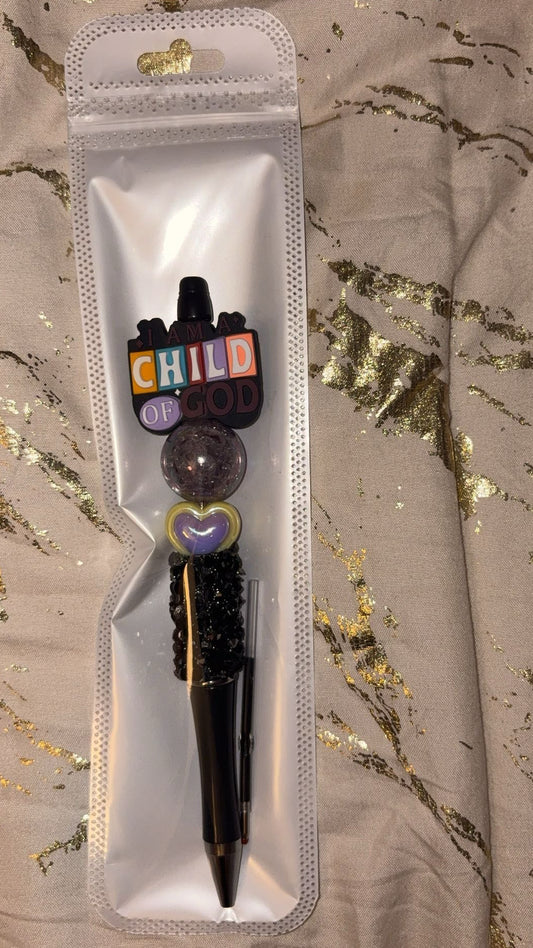 Child Of God Black Beaded Pen